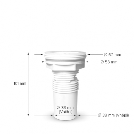Regulátor vzduchu pro vířivku - Malý NEREZ - Přivzdušňovací - 66 mm