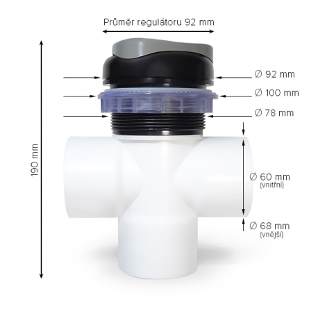 Regulátor vody pro vířivku - USA-PLATINUM - 92 mm