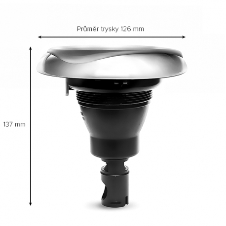 NEREZ BIG Jet Masážní dvourotační tryska – 126 mm/ 5″ – PLATINUM USA – SAMOSTATNÁ