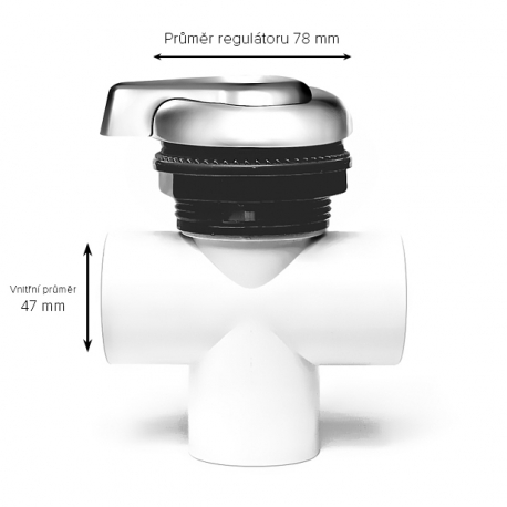 Trojcestný ventil střední pro vířivku - 78 mm - NEREZOVÝ