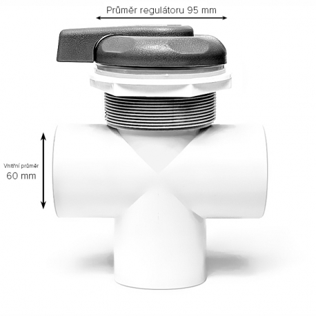 Trojcestný ventil velký pro vířivku - 95 mm - PLAST