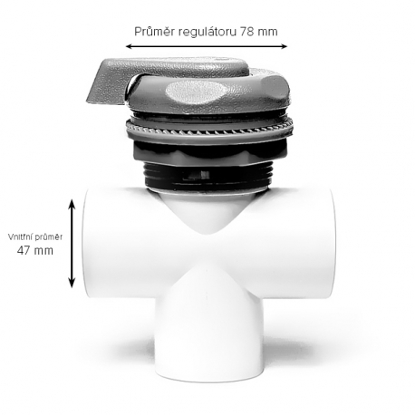Trojcestný ventil střední pro vířivku - 78 mm - PLAST
