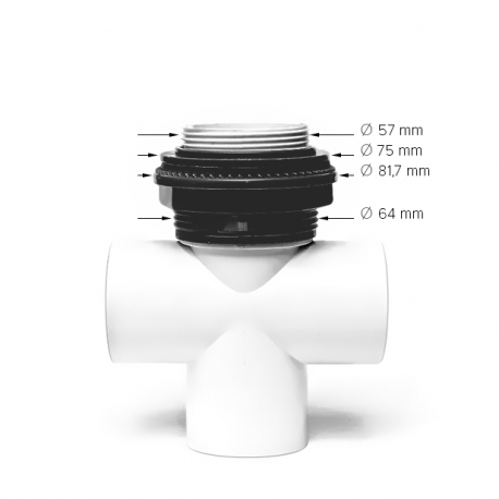 Trojcestný ventil střední pro vířivku - 78 mm - PLAST