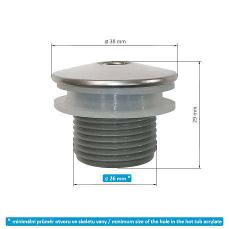 Masážní tryska NEREZ MINI krční – bodová 38 mm/ 1,75″ - SAMOSTATNÁ